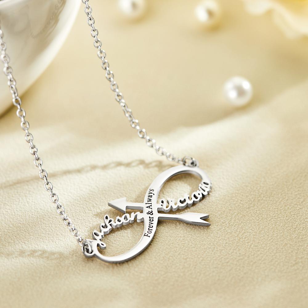 Custom Engraved Necklace Infinity Name Pendant Necklace Birthday Gift