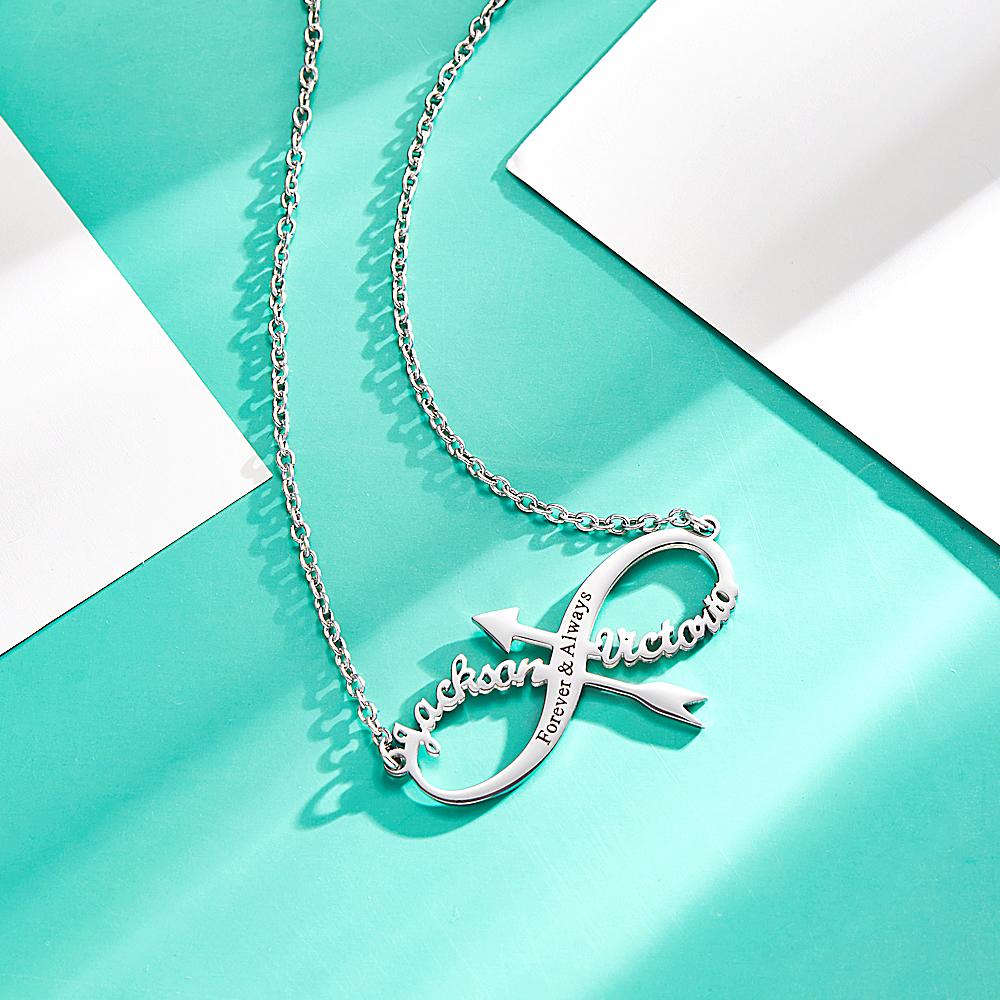 Custom Engraved Necklace Infinity Name Pendant Necklace Birthday Gift