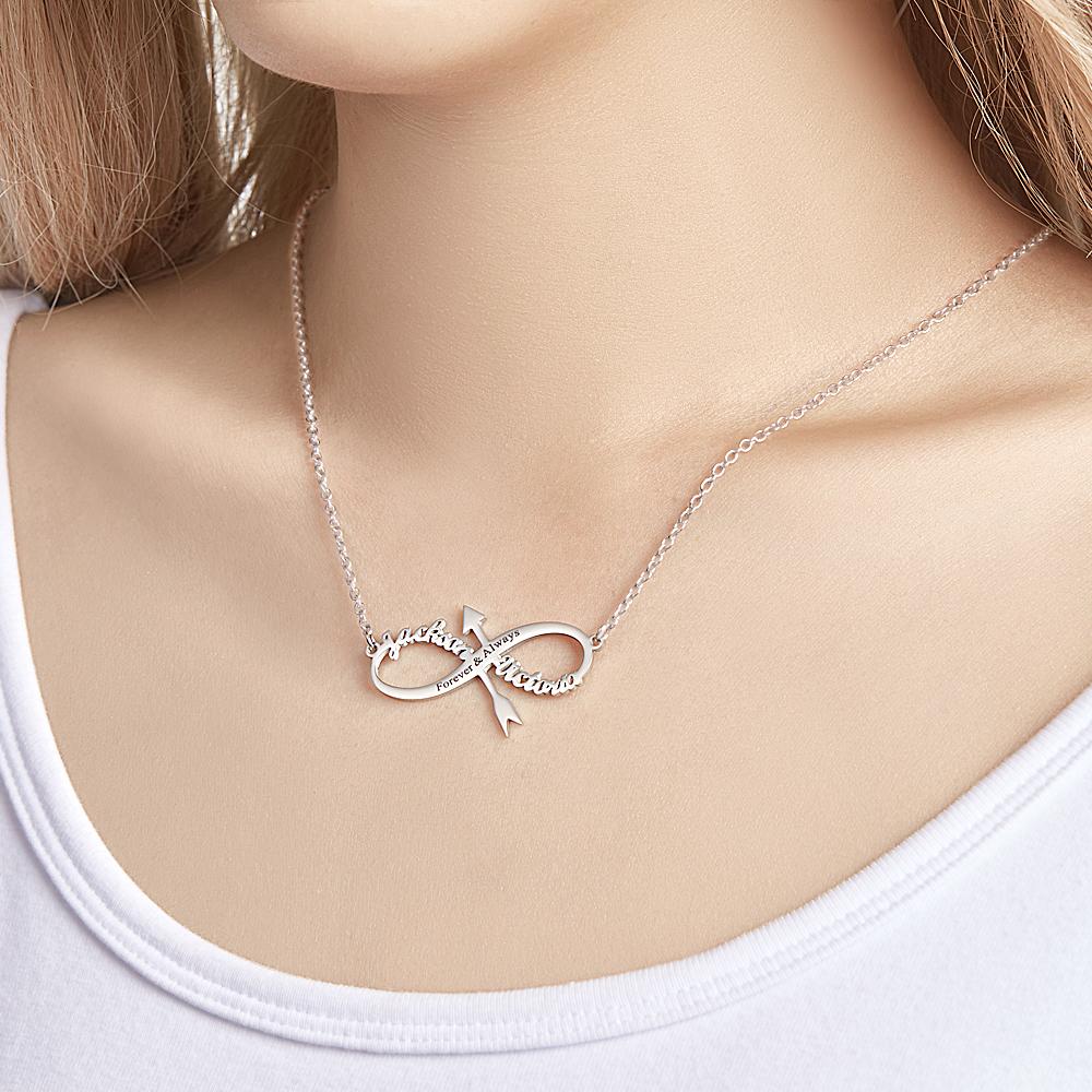 Custom Engraved Necklace Infinity Name Pendant Necklace Birthday Gift