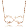 Name Necklace Infinity Four Names Rose Gold Plated - Silver