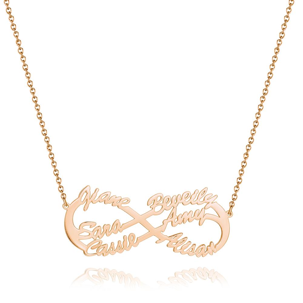 Infinity Six  Name Necklace Rose Gold Plated - Silver