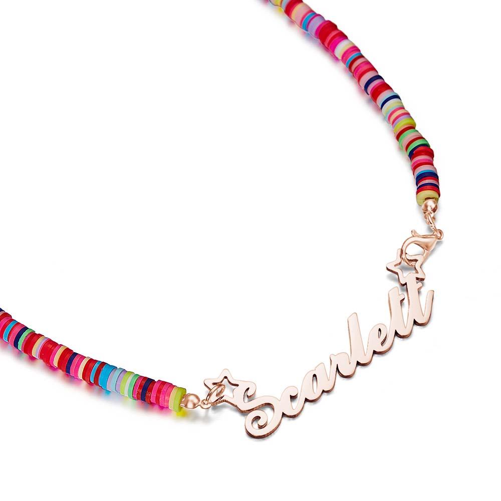 Rainbow Magic Girls Name Necklace Personalized Children Nameplate Necklace Gift