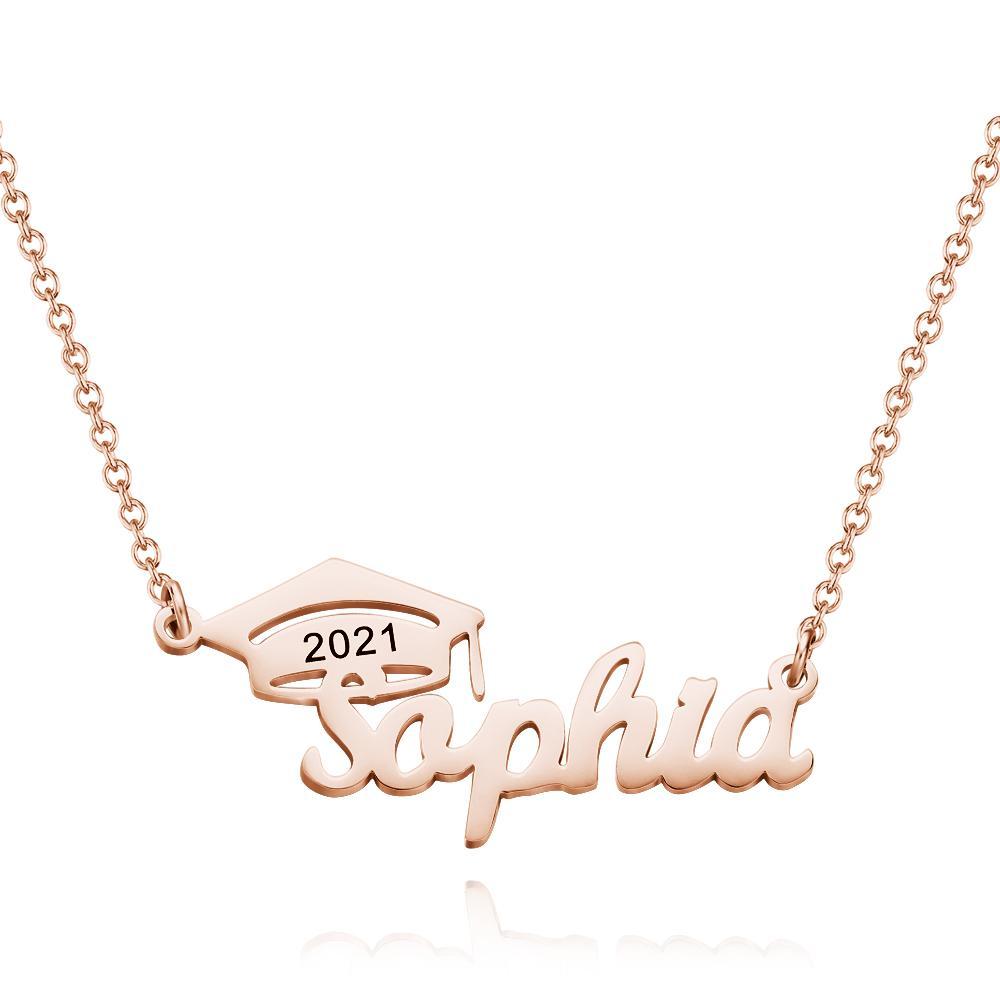 Custom Bachelor Cap Name Necklace Graduation Gifts