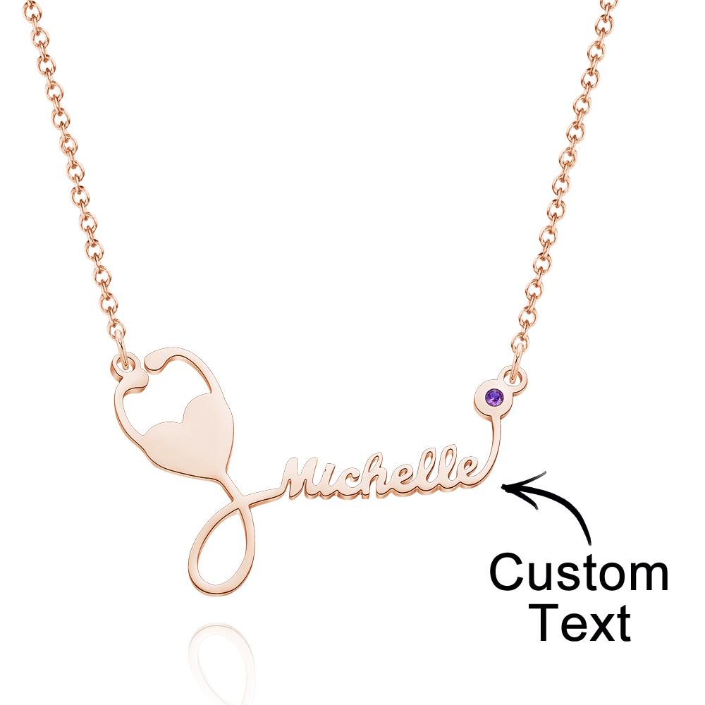 Custom Engraved Birthstone Necklace Stethoscope Gifts