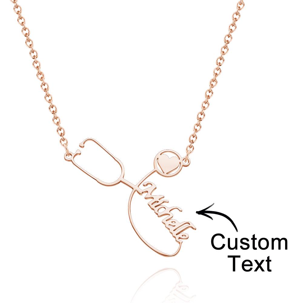 Custom Engraved Nurse Name Stethoscope Necklace Medical Student Gifts