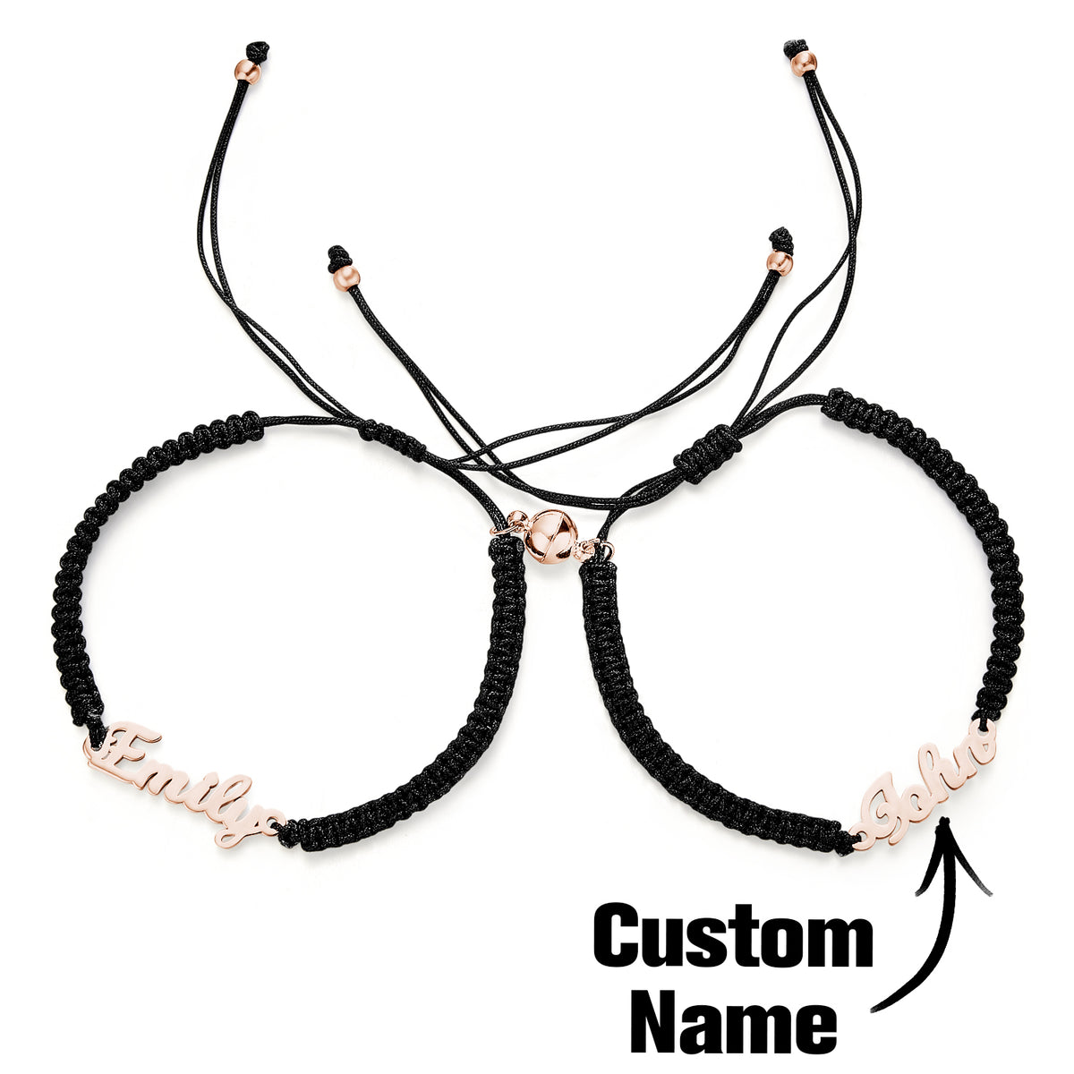 Custom Braided Name Bracelet with Heart Personalized Couple Heart Bracelet Unisex Adjustable Bracelet Couple Gifts