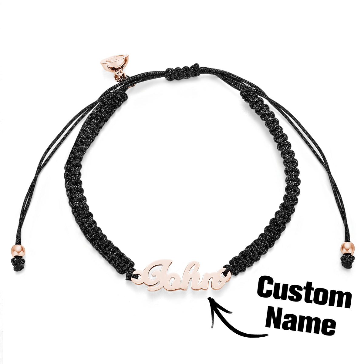 Custom Braided Name Bracelet with Heart Personalized Couple Heart Bracelet Unisex Adjustable Bracelet Couple Gifts