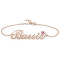 Personalized Name Bracelet with Custom Birthstone, Birthday Gift - Rose Gold