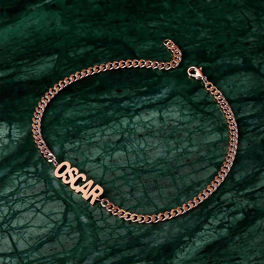 Men's Bracelet Engraved Bent card Bracelet  Gift for Boy - Rose Gold