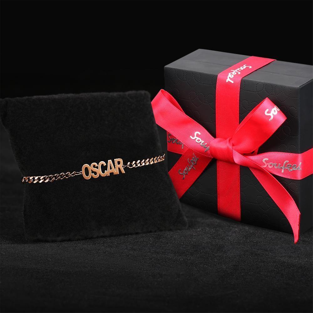 Men's Bracelet Engraved Bent card Bracelet  Gift for Boy - Rose Gold
