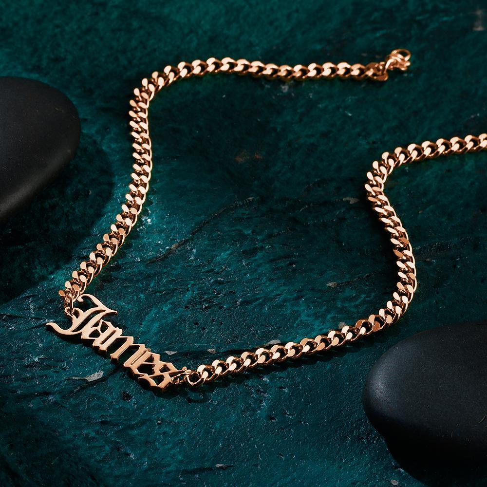 Custom Men's Bracelet Engraved Bent card Bracelet Gift for Lovers - Gold Plated