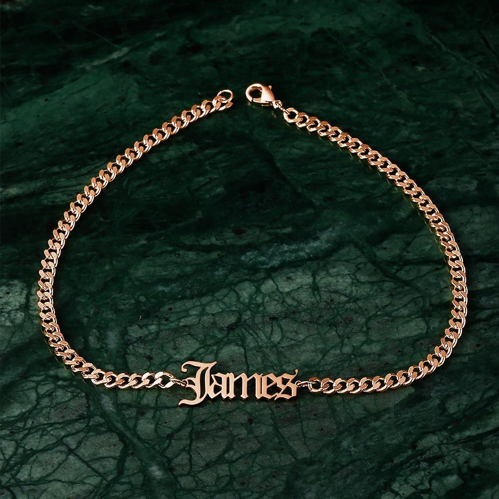 Custom Men's Bracelet Engraved Bent card Bracelet Gift for Lovers - Gold Plated