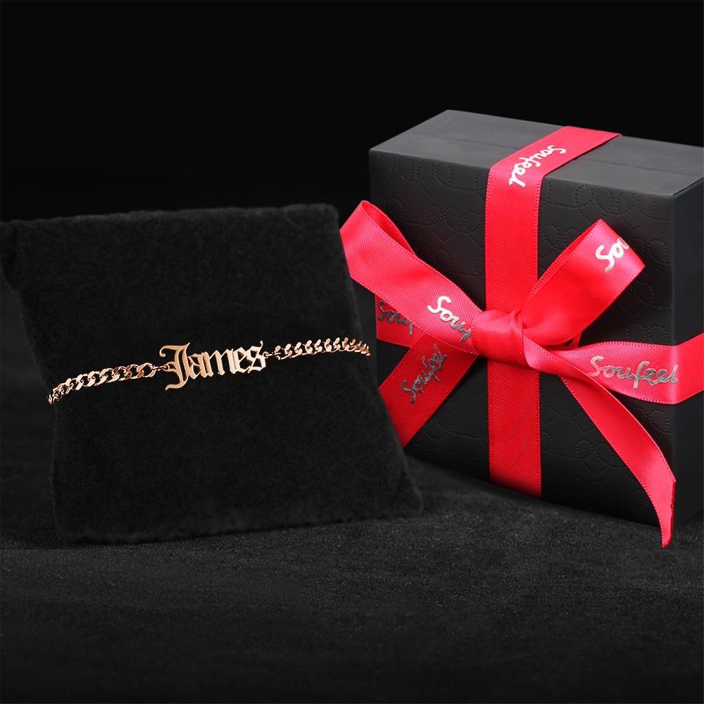 Custom Men's Bracelet Engraved Bent card Bracelet Gift for Lovers - Gold Plated
