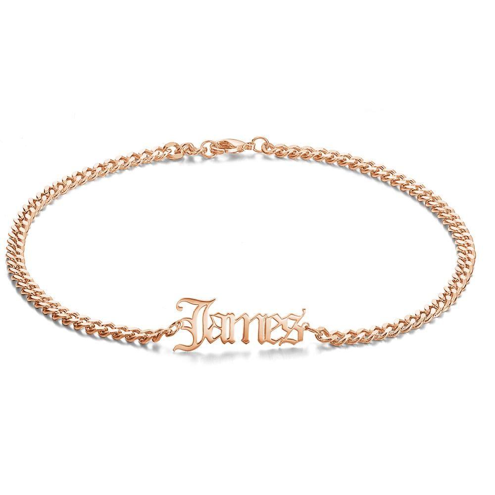 Custom Men's Bracelet Engraved Bentcard Bracelet Gift for Lovers - Rose Gold Plated
