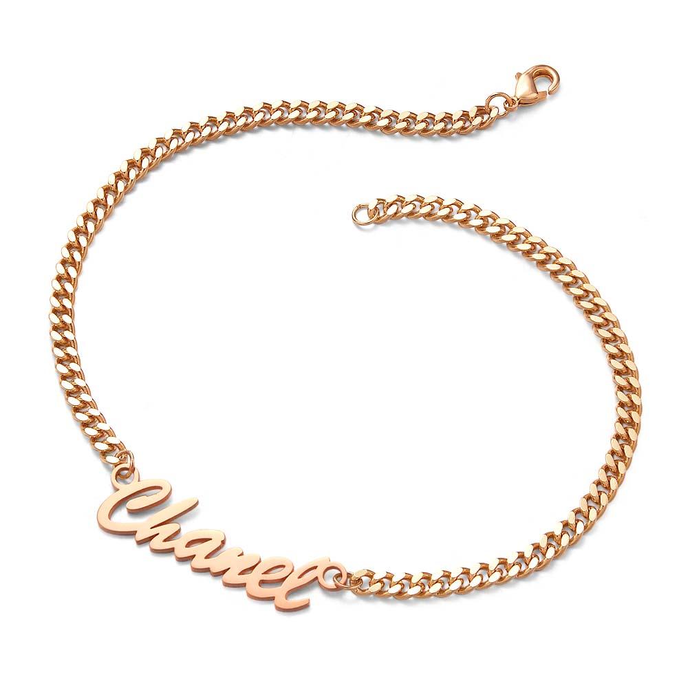 Thick Name Bracelet Personalized Your Name for Men Boys Women Heavy Curb Chain