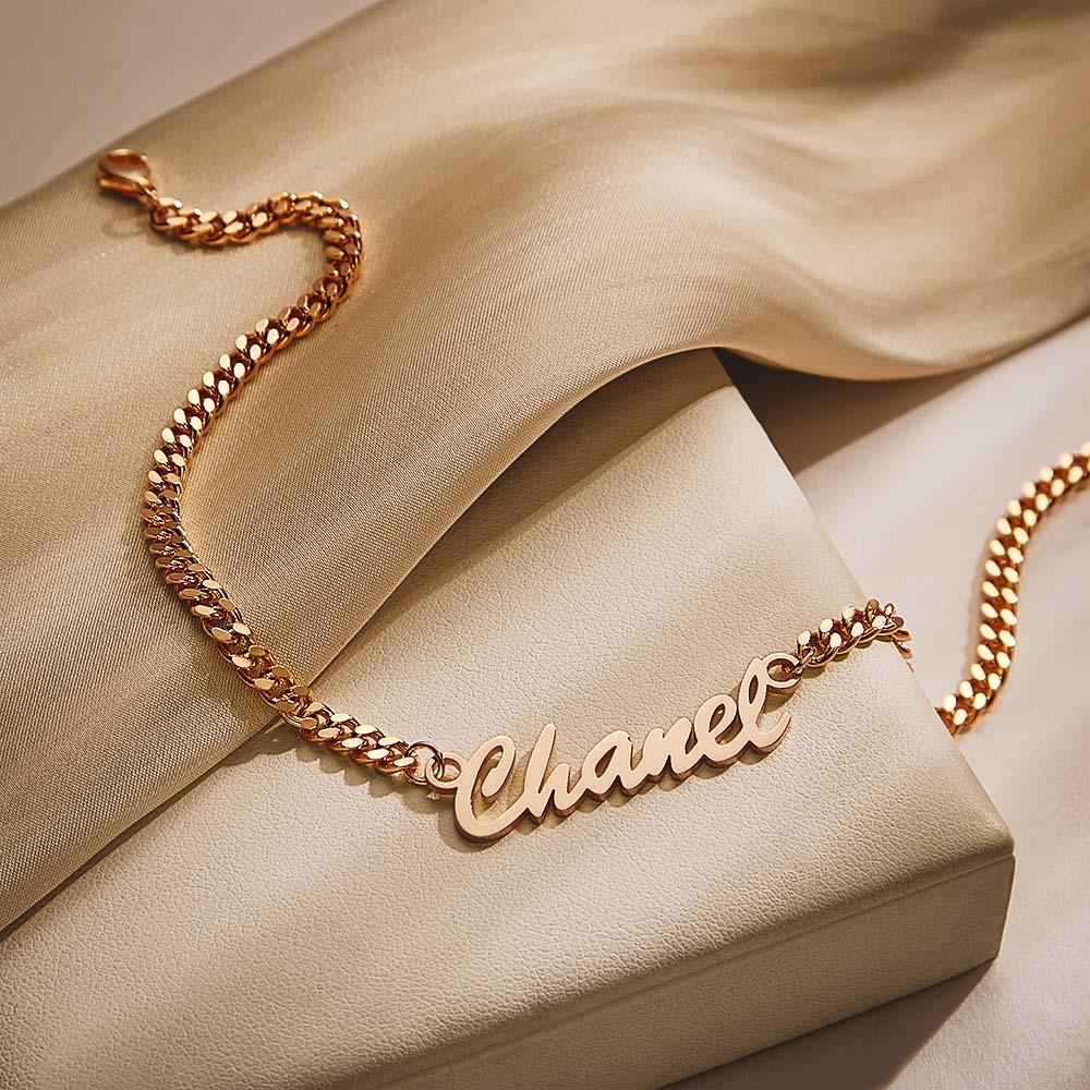 Thick Name Bracelet Personalized Your Name for Men Boys Women Heavy Curb Chain