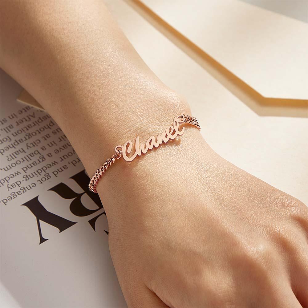 Thick Name Bracelet Personalized Your Name for Men Boys Women Heavy Curb Chain