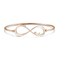 Name Bangle, Name Infinity Bracelet Two Names Rose Gold Plated