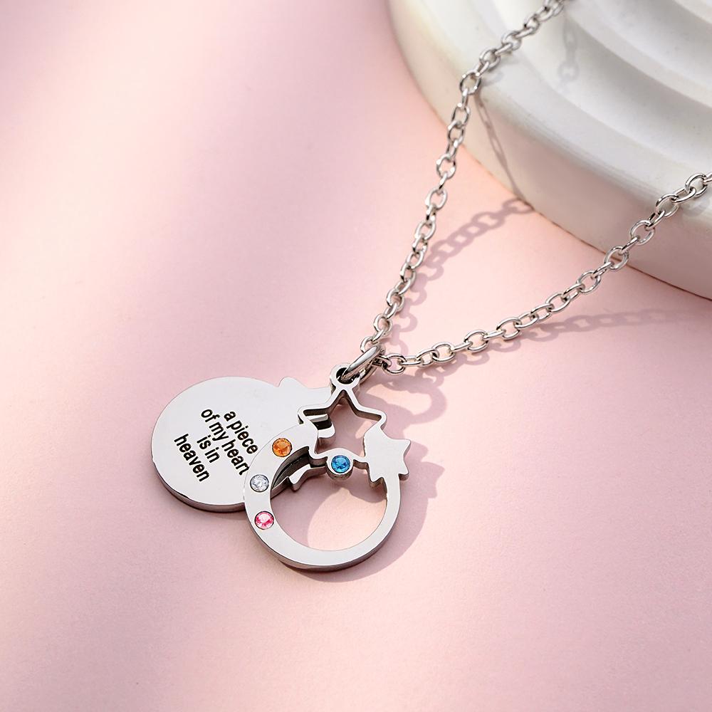 Custom Engraved Birthstone Necklace Double Layer Creative Gifts