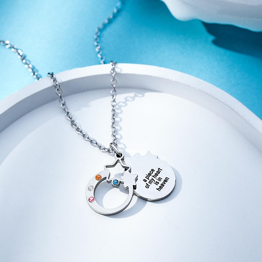 Custom Engraved Birthstone Necklace Double Layer Creative Gifts