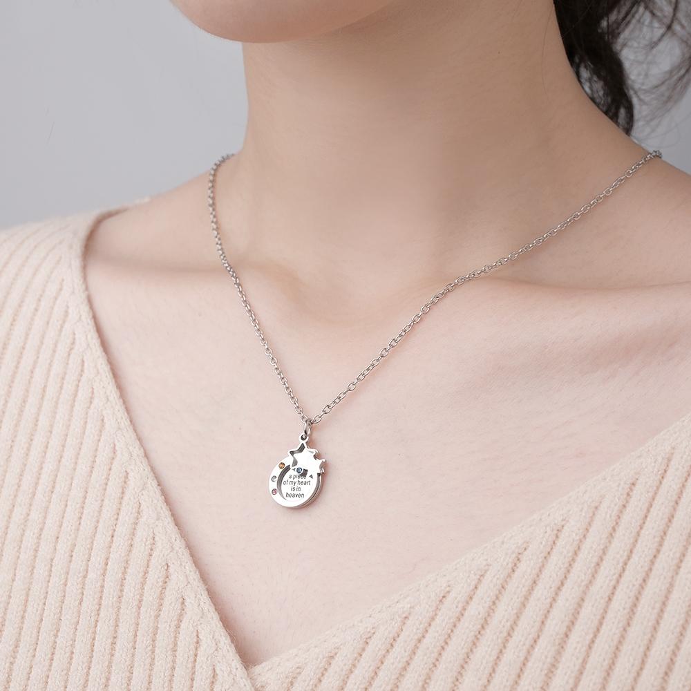 Custom Engraved Birthstone Necklace Double Layer Creative Gifts