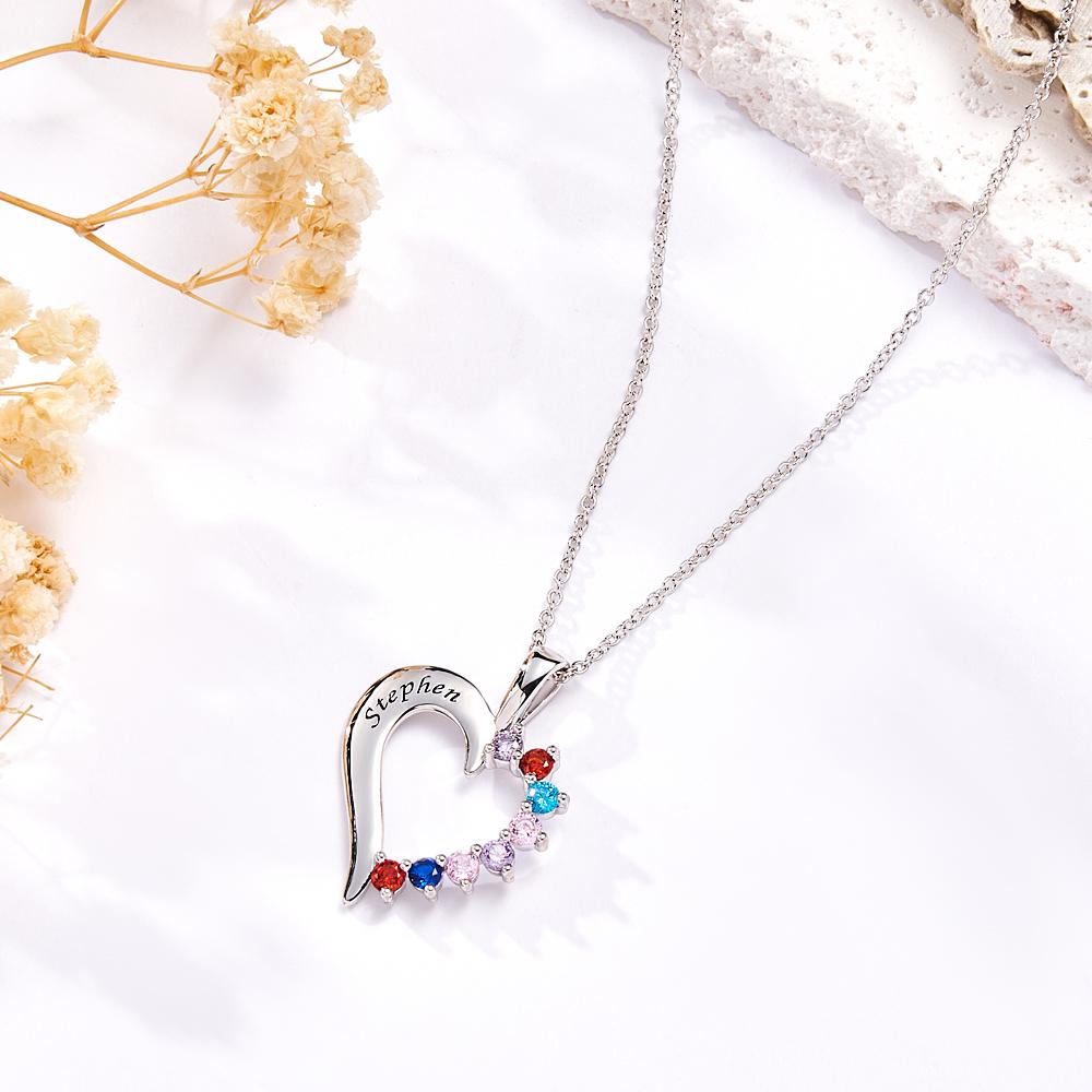 Fashion Birthstone Necklace Heart-Shaped Pendant For Her