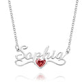 Personalized Name Necklace with Heart Birthstone Birthday Anniversary Gift for Her