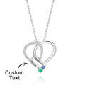 Engraved Name 2-5 Birthstones Heart Necklace Personalized Family Heart Pendant Mother Necklace Gift