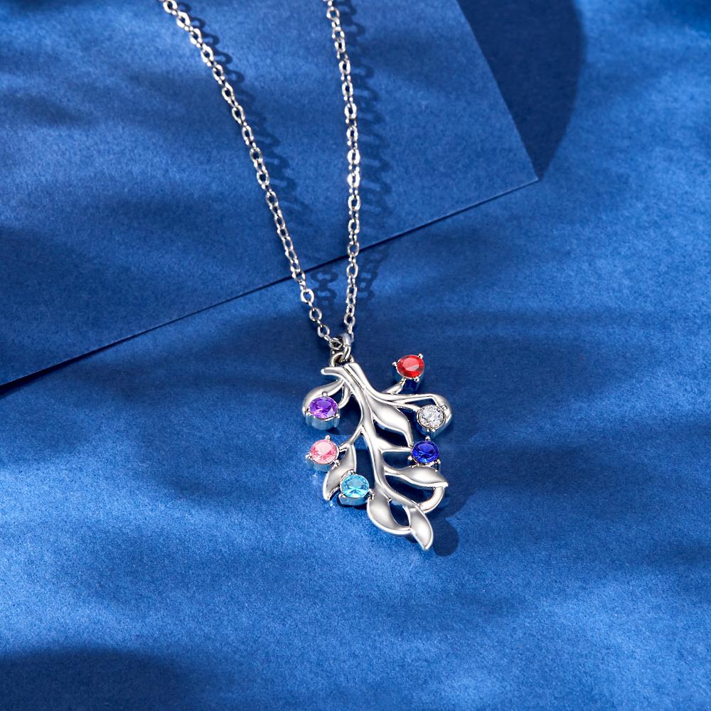 Custom Birthstone Necklace Diamond Tree Commemorate Gifts