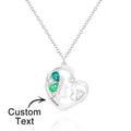 Custom Birthstone Women Necklace Personalized Engraved Heart Charm Gifts