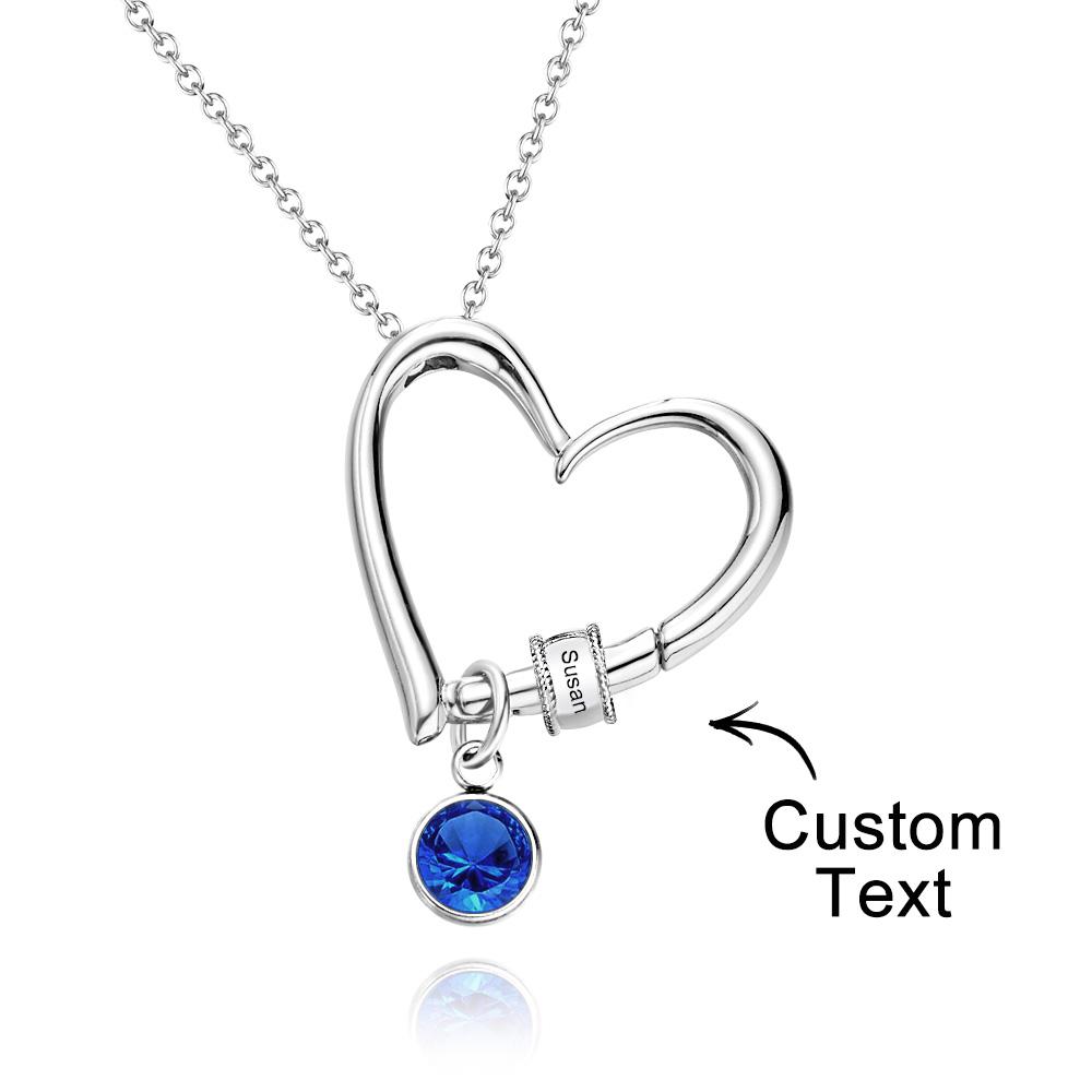 Heart Necklace with Engraved Beads Personalized Charming Necklace for Mom