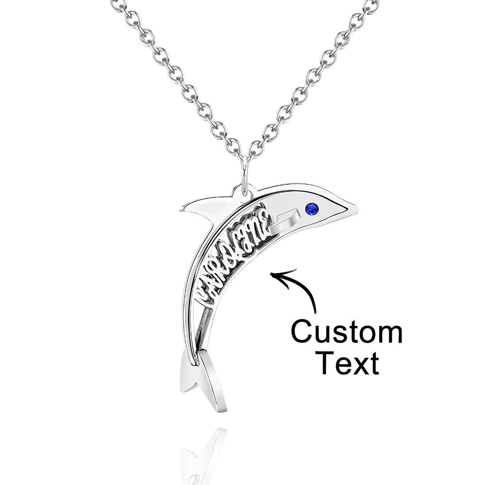 "Eye of the Dolphin" Personalized Birthstone Necklace Personalized Name Necklace for Valentine's Day