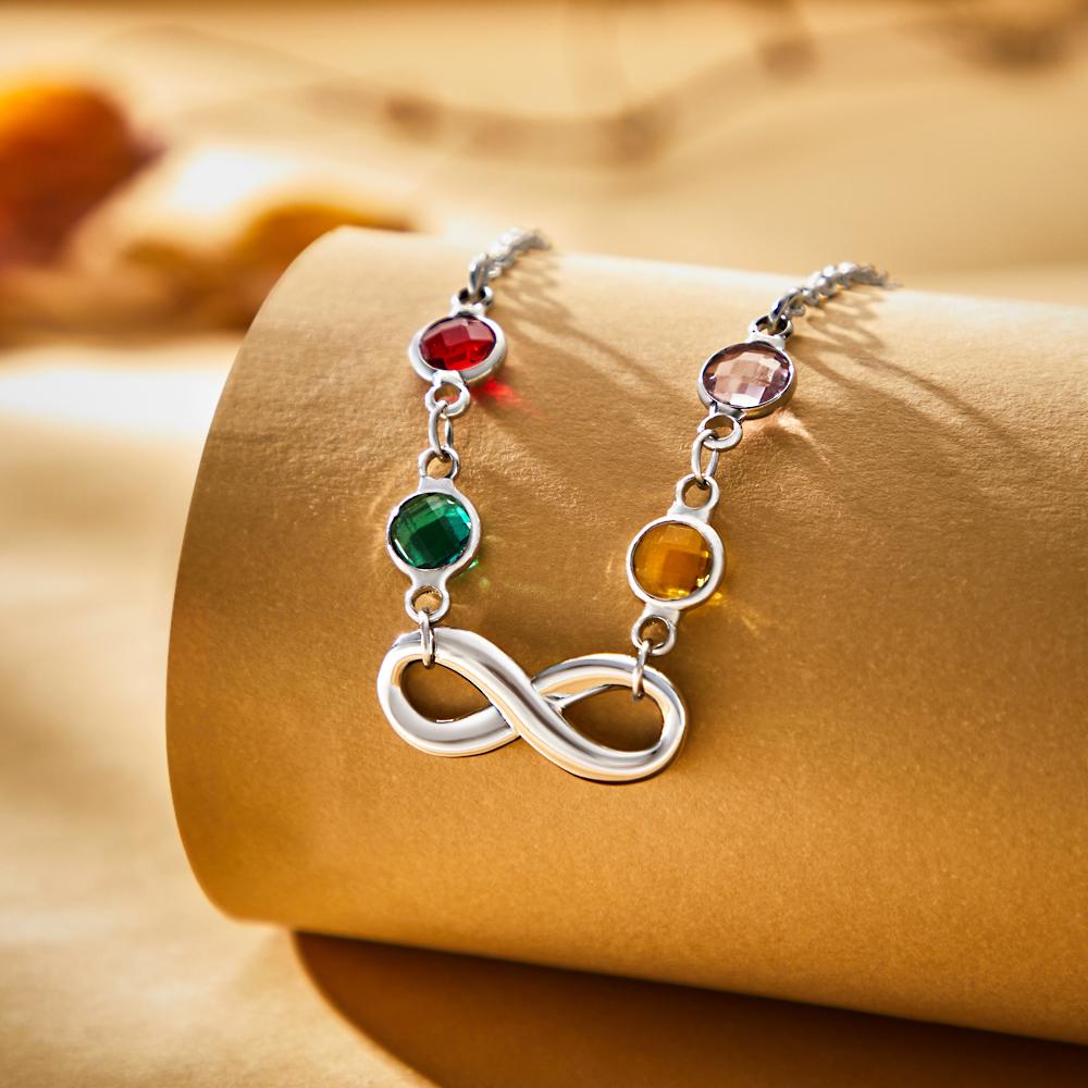 Custom Birthstone Necklace Infinity Symbol Simple Gifts