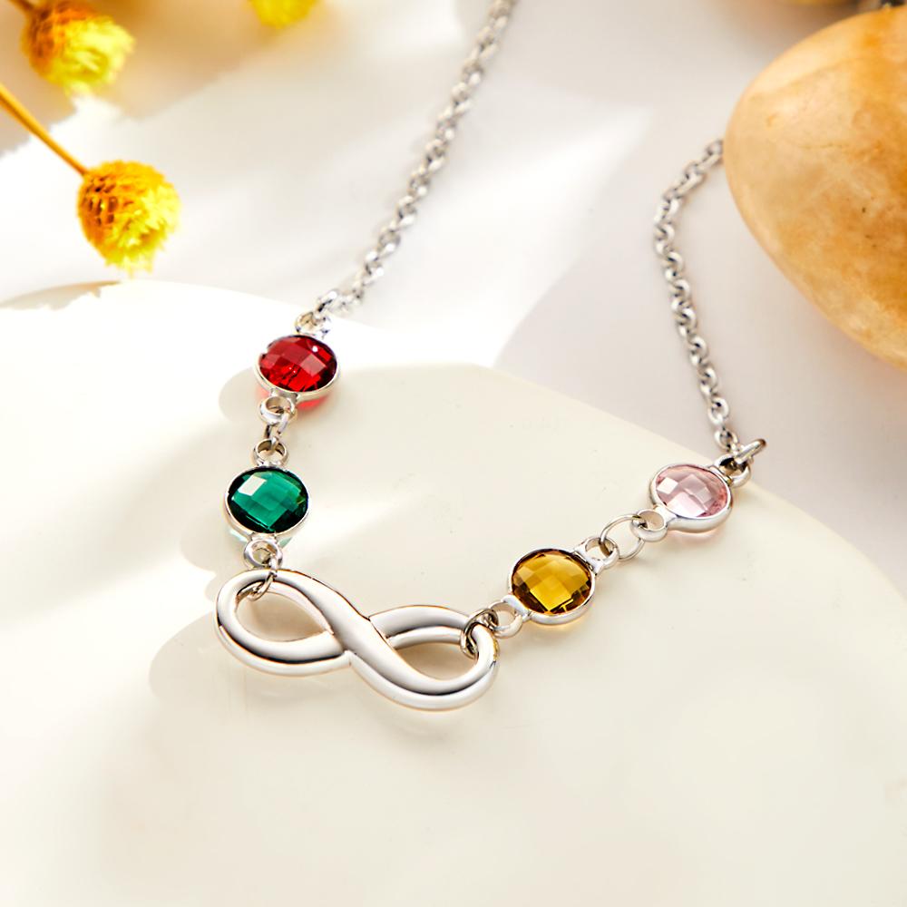 Custom Birthstone Necklace Infinity Symbol Simple Gifts