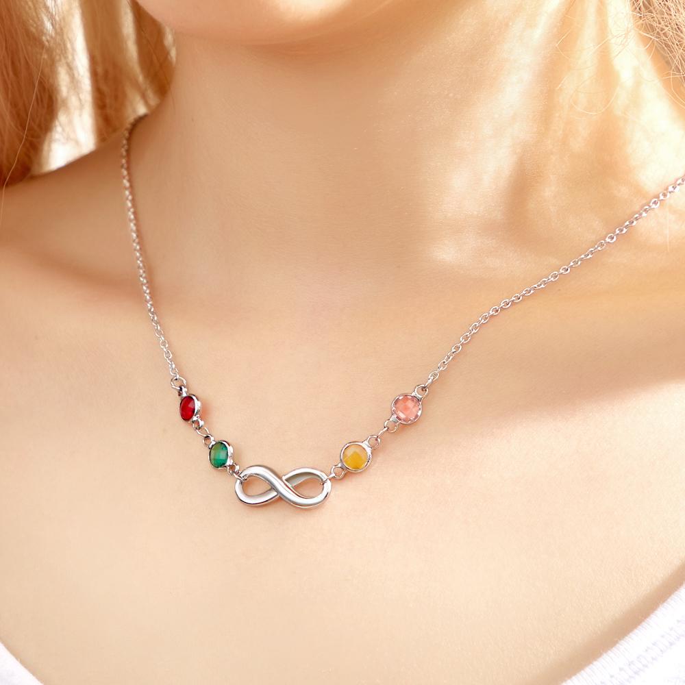 Custom Birthstone Necklace Infinity Symbol Simple Gifts