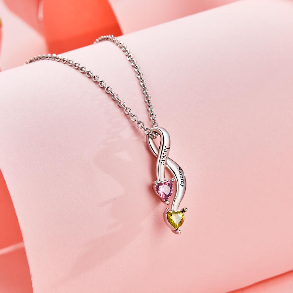 Custom Birthstone Necklace for Women Name Engraved Commemorative Gifts