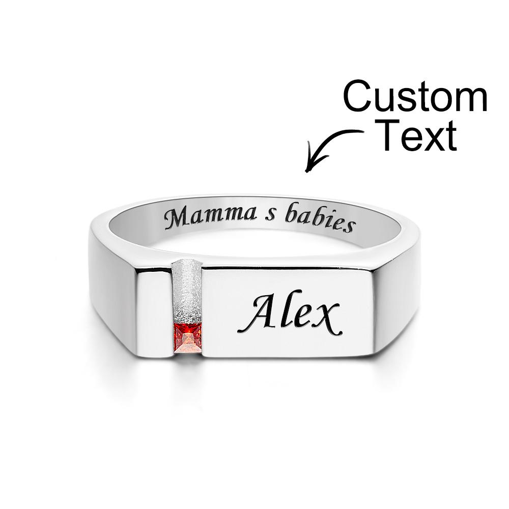 Custom Text Birthstone Ring Personalized Family Ring Gift For Her