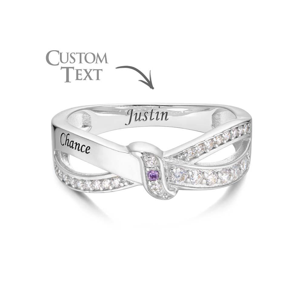 Custom Name and Text Birthstone Ring Personalized Family Ring Gift For Her