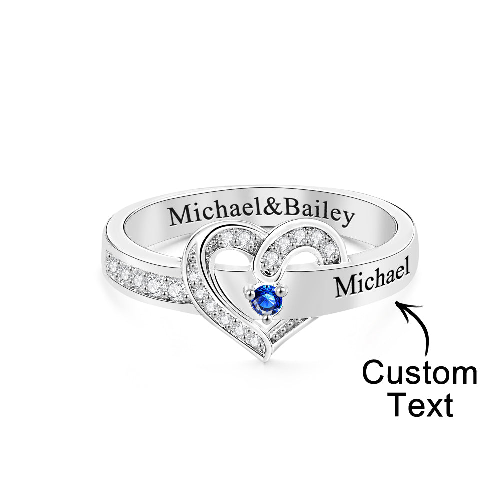 Personalized 1-8 Birthstones Heart Family Ring Where Hearts Meet Love Gleams In Every Stone Mother's Day Gift