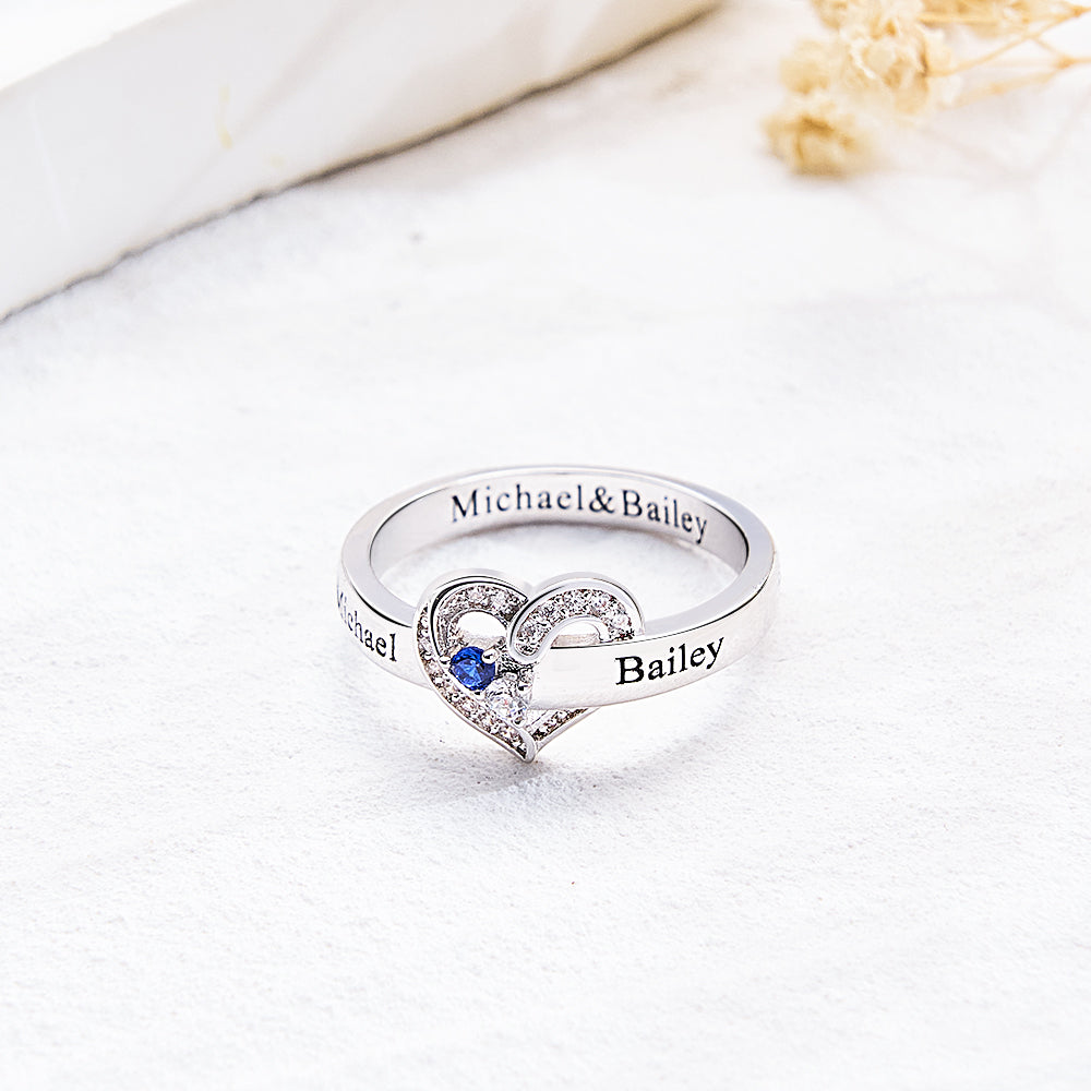 Personalized 1-8 Birthstones Heart Family Ring Where Hearts Meet Love Gleams In Every Stone Mother's Day Gift