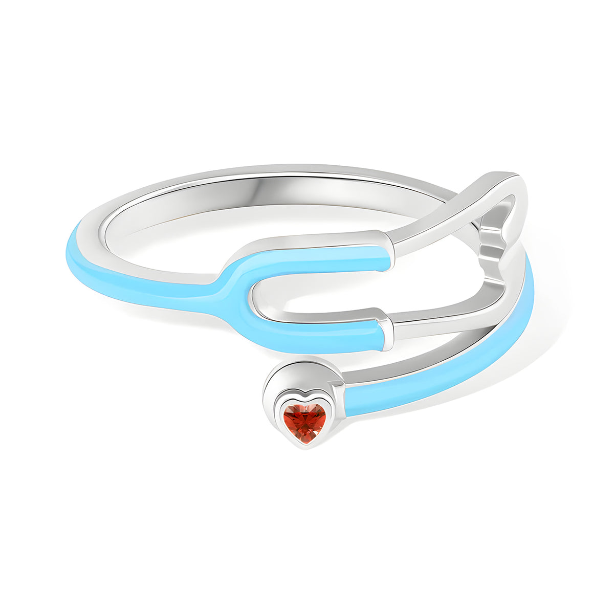 Custom Enamel Stethoscope Ring with Birthstone Personalized Multicolor Nurse Appreciation Gift for Medical Staff & Doctors & Students