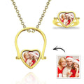 Custom Photo Necklace, Photo Ring Couple's Gifts Dual-use (Ring Size 5#) 14k Gold Plated
