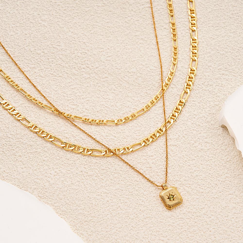 Layered Custom Necklace Birthstone Star Ridge Pendant Necklace