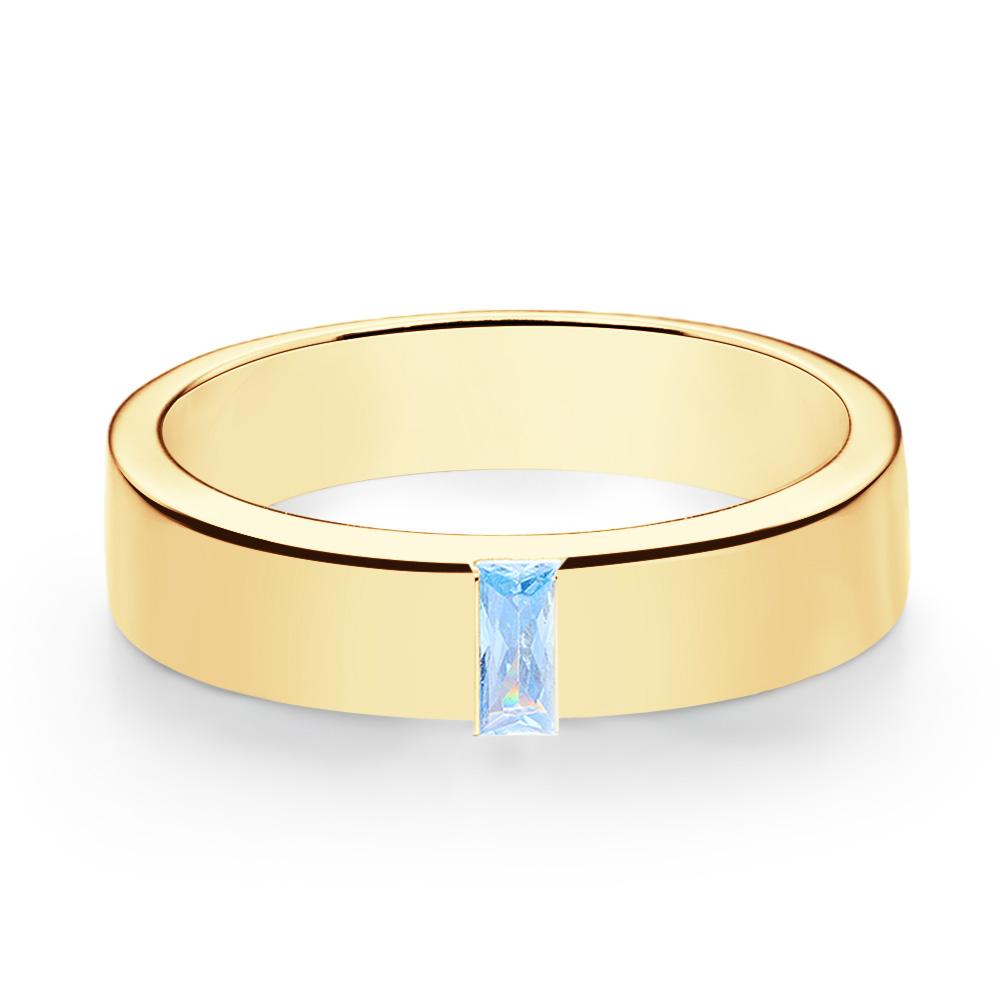 Custom Baguette Birthstone Ring 18k Gold Plated Personalized Family Ring Gift For Her