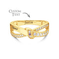 Custom Name and Text Birthstone Ring 18k Gold Plated Personalized Family Ring Gift For Her