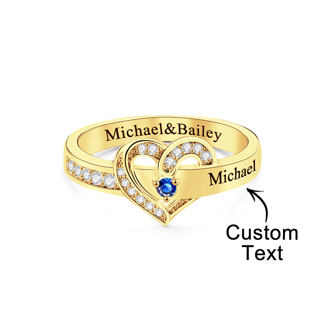 Personalized 1-8 Birthstones Heart Family Ring Where Hearts Meet Love Gleams In Every Stone Mother's Day Gift