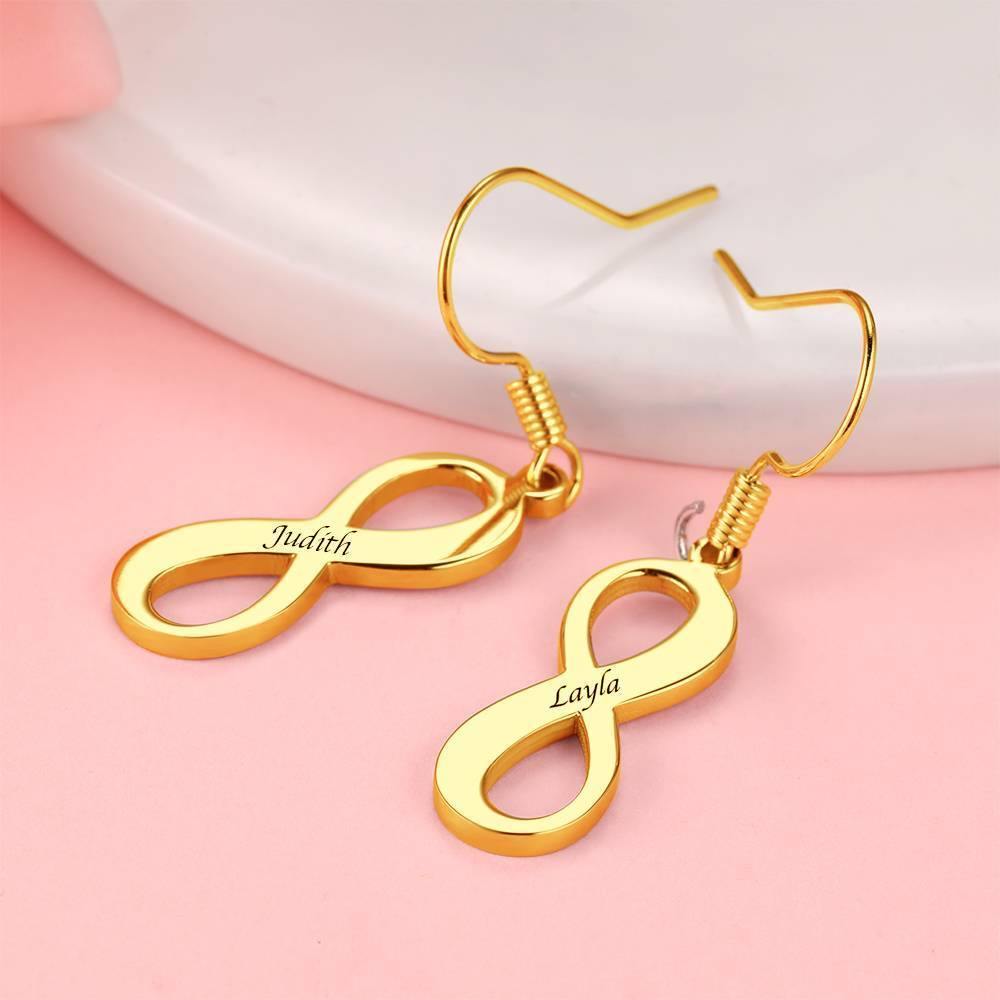 Custom Engraved Earrings with Infinity Earrings 14K Gold Plated
