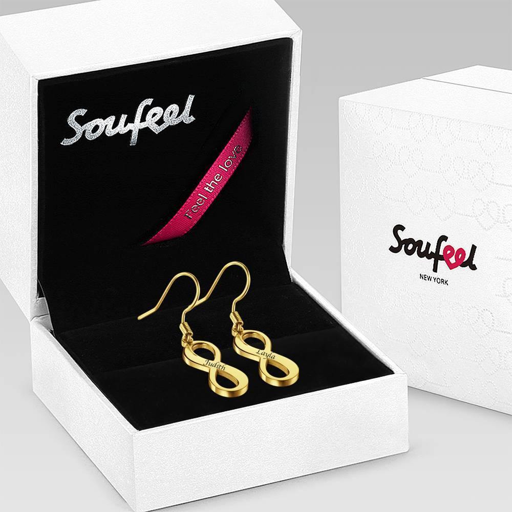 Custom Engraved Earrings with Infinity Earrings 14K Gold Plated - Golden