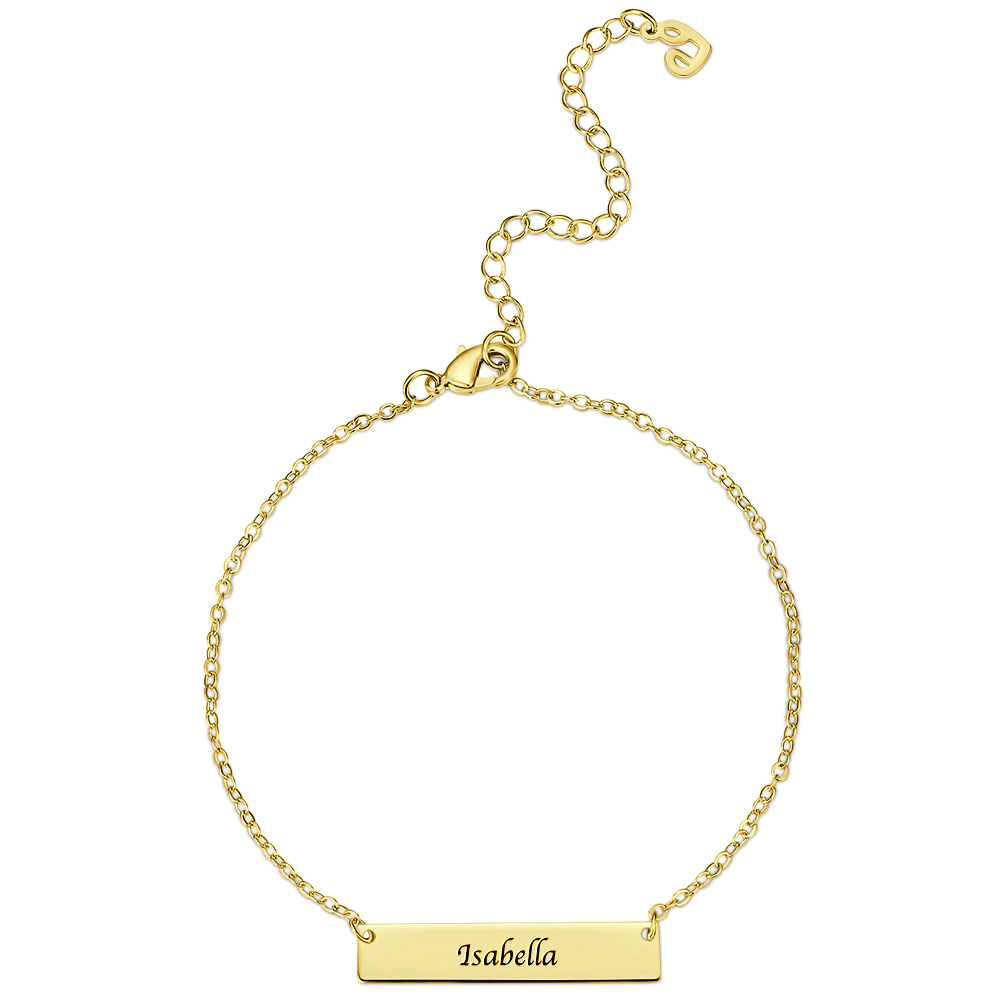 Children's Engraved Bar Anklet 14K Gold Plated - Length Adjustable
