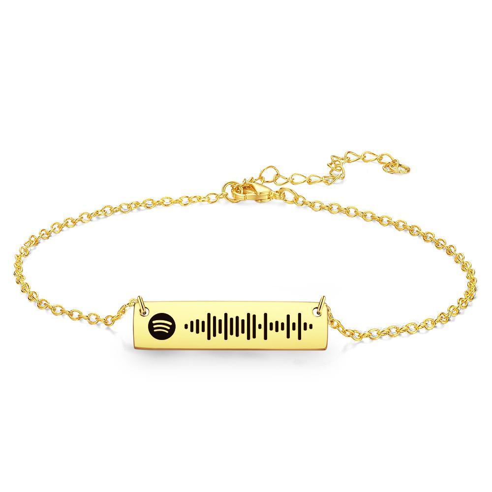 Scannable Spotify Code Anklet Engraved Bar Anklet Golden Color Gifts for Valentine's Day